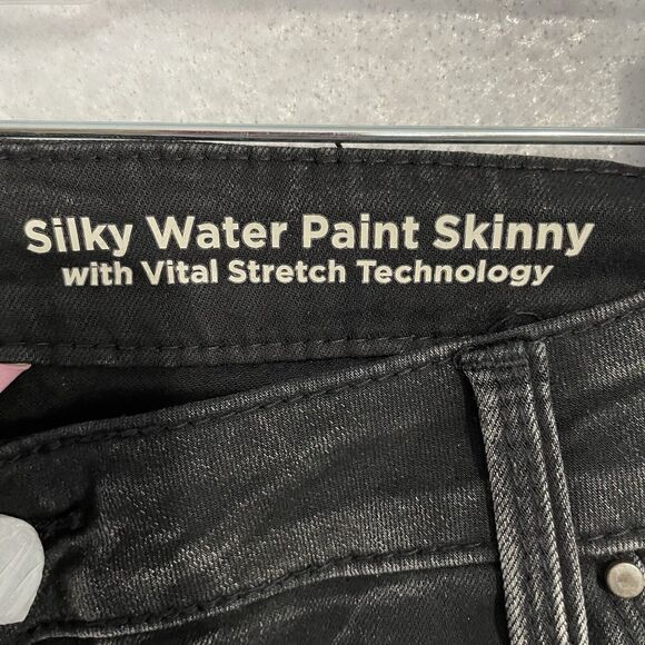 Laurie Felt Pull On Jeans Size 2X Black SILKY WATER PAINT Skinny Stretch NEW - Picture 7 of 12